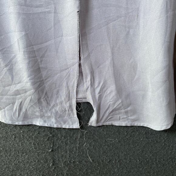 Express Womens Blouse Gray Zipper V Neck Roll Tab Sleeve Flowy Small - Picture 13 of 14